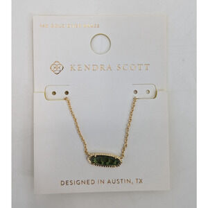 Kendra Scott Eva Pendant Necklace Gold Forest Green Glass Necklace *NEW*